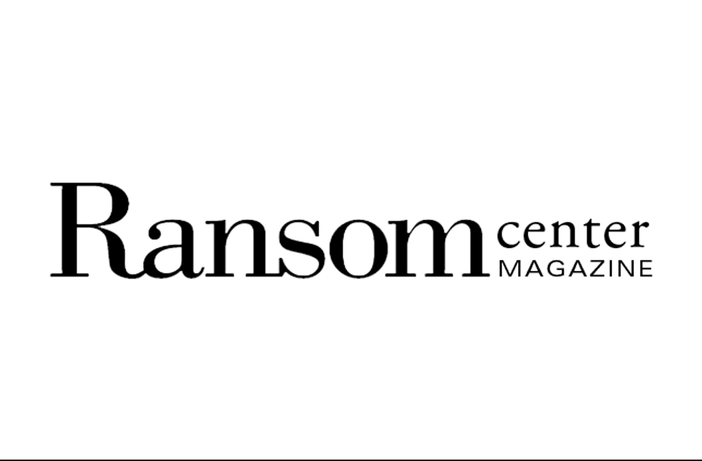 Ransom Center Magazine logo, black serif and sans-serifs fonts.