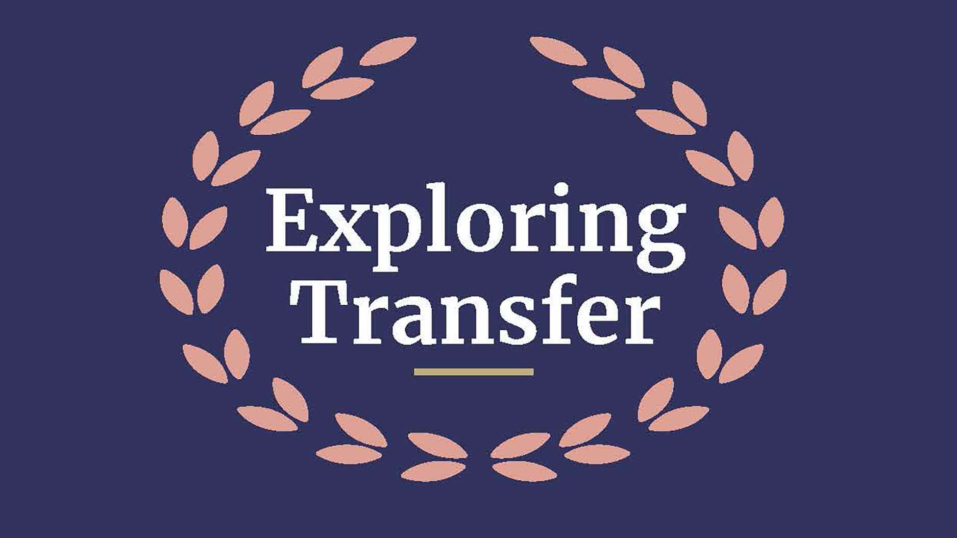 Exploring Transfer logo: purple oval with white lettering