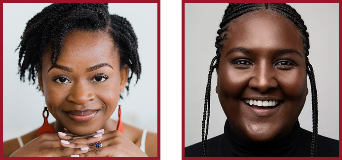 Collage of two people smiling for the camera in headshots.