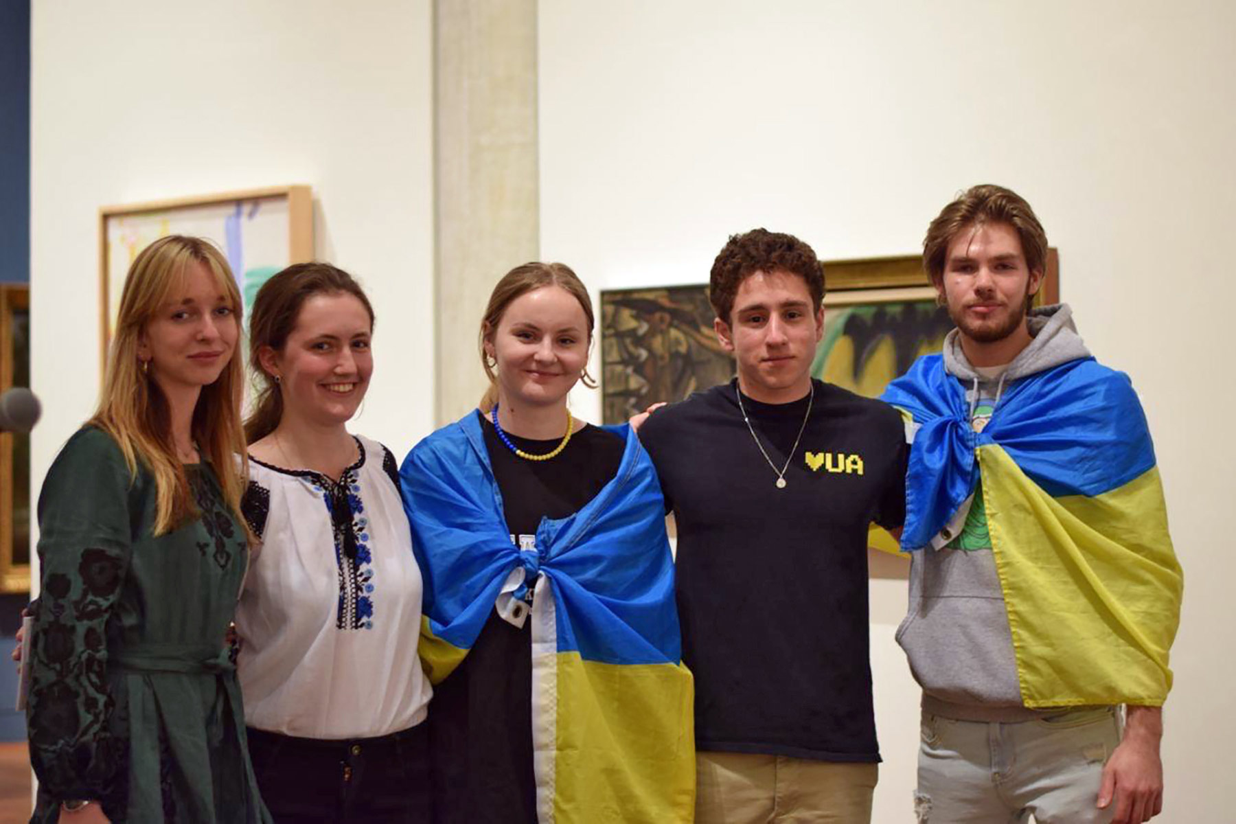 Zheka Chyzhykova ’25, Karolina Naidon, ’26, Ben Fikhman ’23 and Filipp Kazatzker ’23, posing for a group photo.