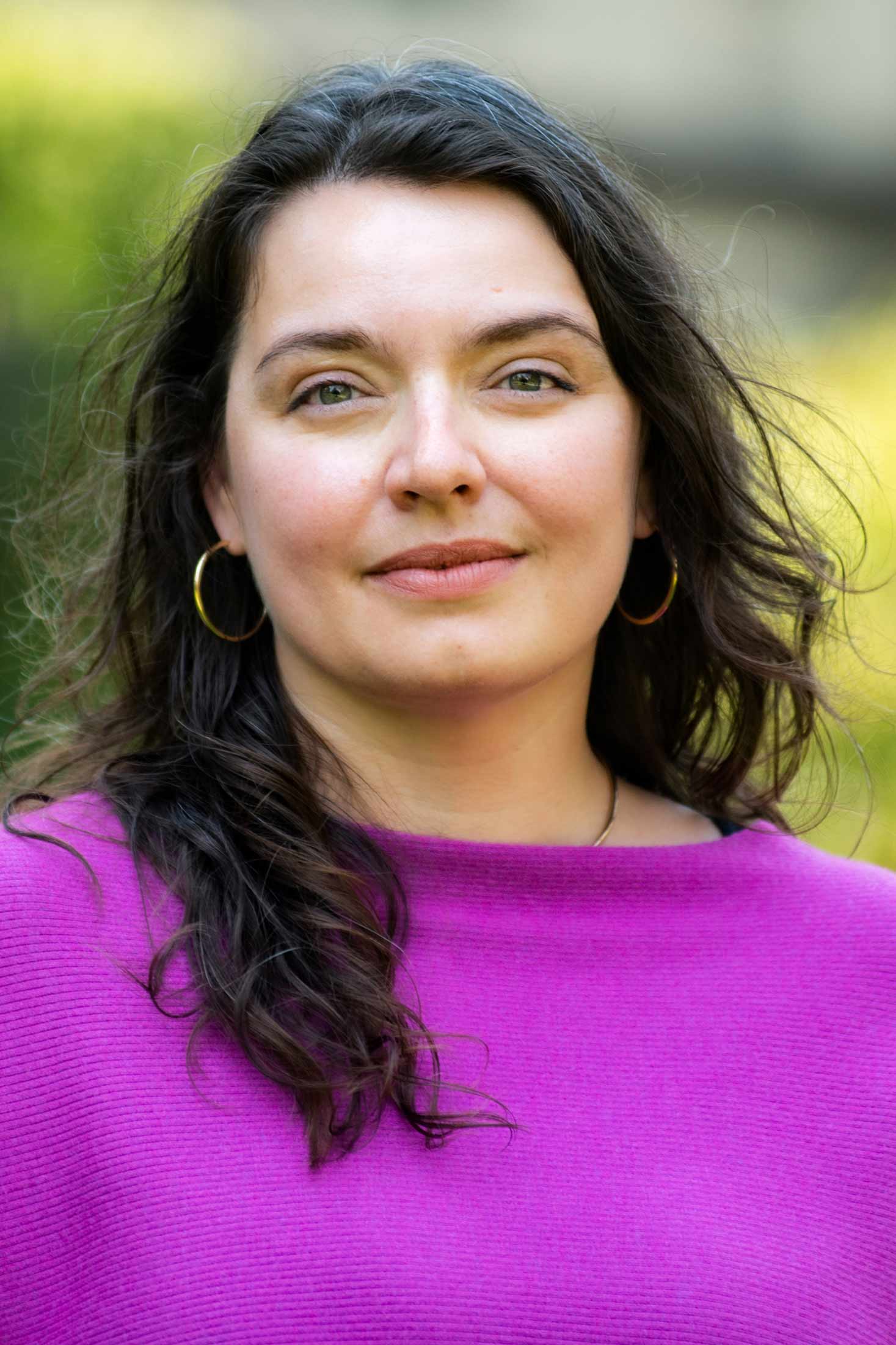 A portrait photo of Kirsten M. Wesselhoeft, taken outside.