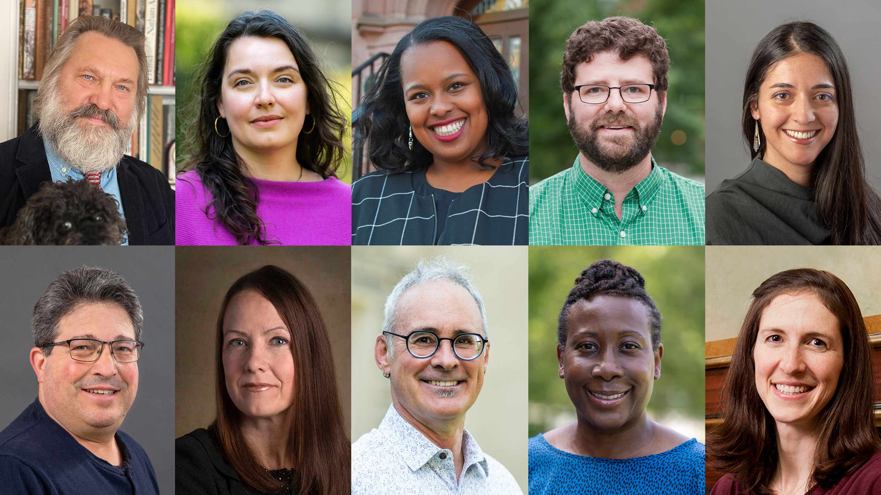 A collage including ten portrait photos of new tenured Vassar faculty.