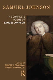 Book cover with a painted portrait of a person with text that reads: The Complete Poems of Samuel Johnson Edited By Robert D. Brown, Robert DeMaria, Jr.