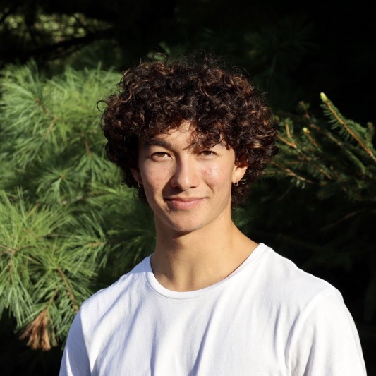 A portrait of Nikko Ramos, a person with curly brown hair and a white T-shirt.