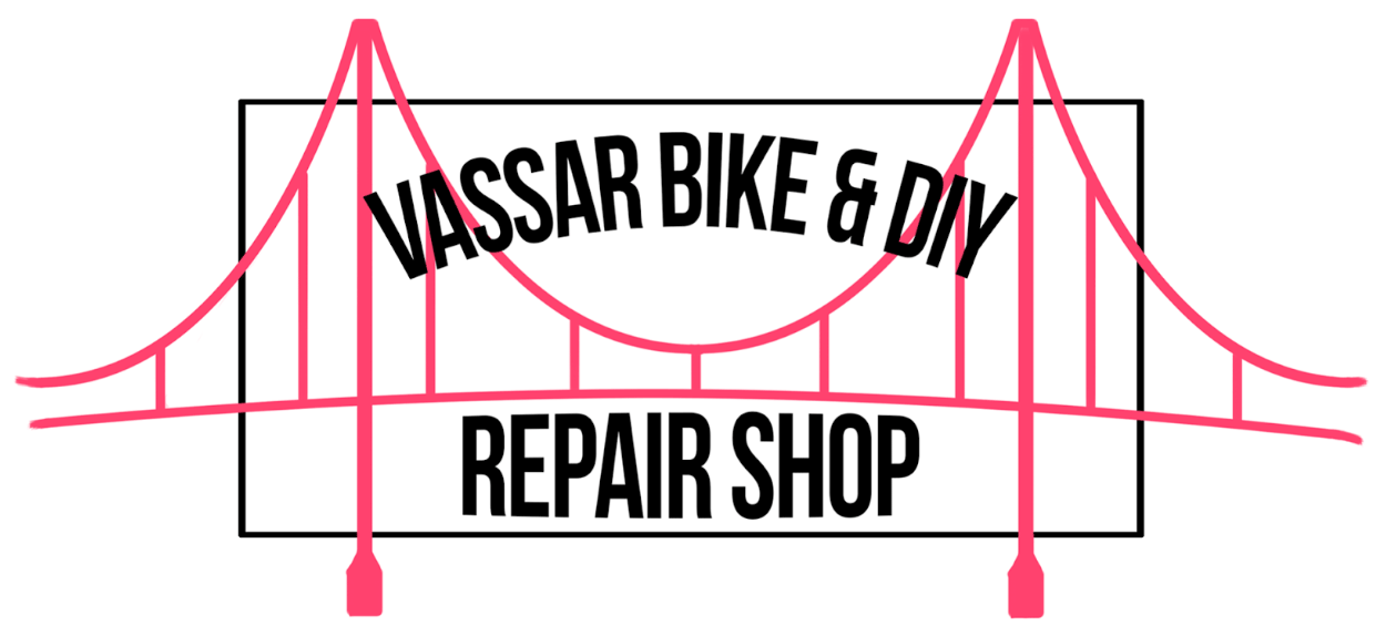 Graphic of a bridge and text that reads: Vassar Bike and DYI Repair Shop.