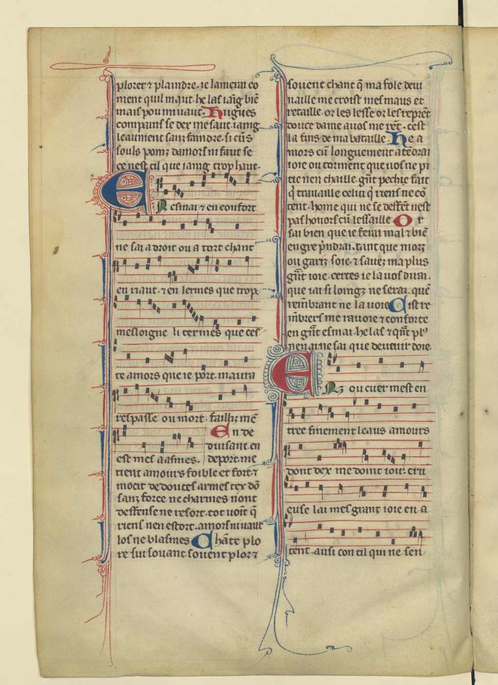 Photo of medieval manuscript with music.