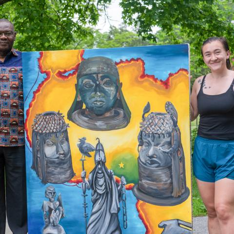 Professor of History Ismail Rashid and Molly Lynch ’21