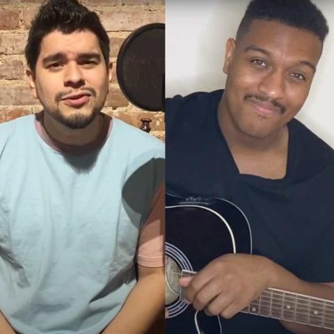 Brian Quijada (left) and Nygel D. Robinson (right) perform a song from Mexodus.