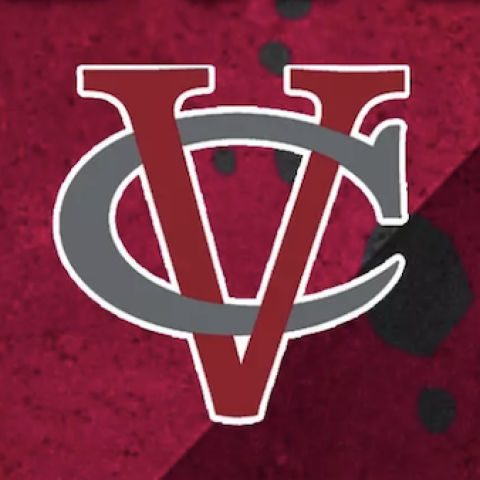 Maroon background with the letters "VC" in the foreground.
