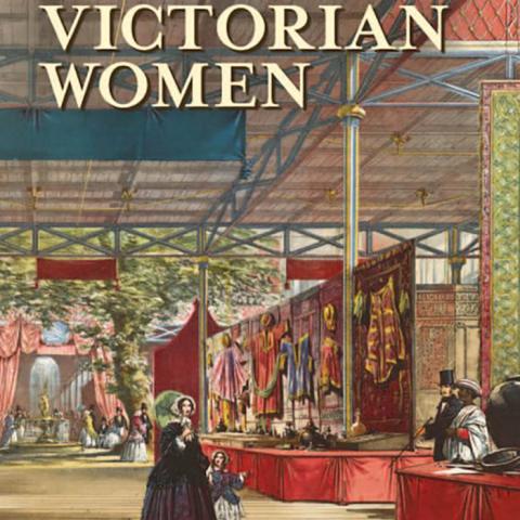 Book cover for "Daily Life of Victorian Women" by Lydia Murdoch - artistic rendering of a Victorian woman and child walking through a market. 