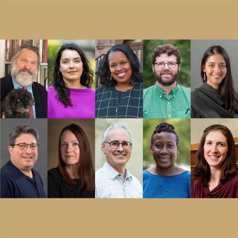 A collage including ten portrait photos of new tenured Vassar faculty.